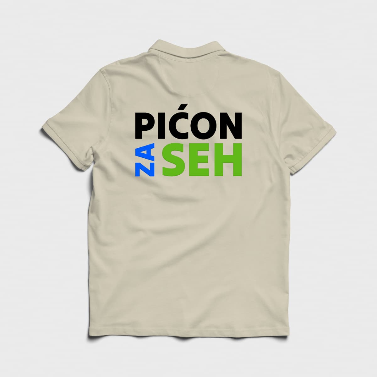 pićon za seh polo majica kratkih rukava bež boje stražnja strana