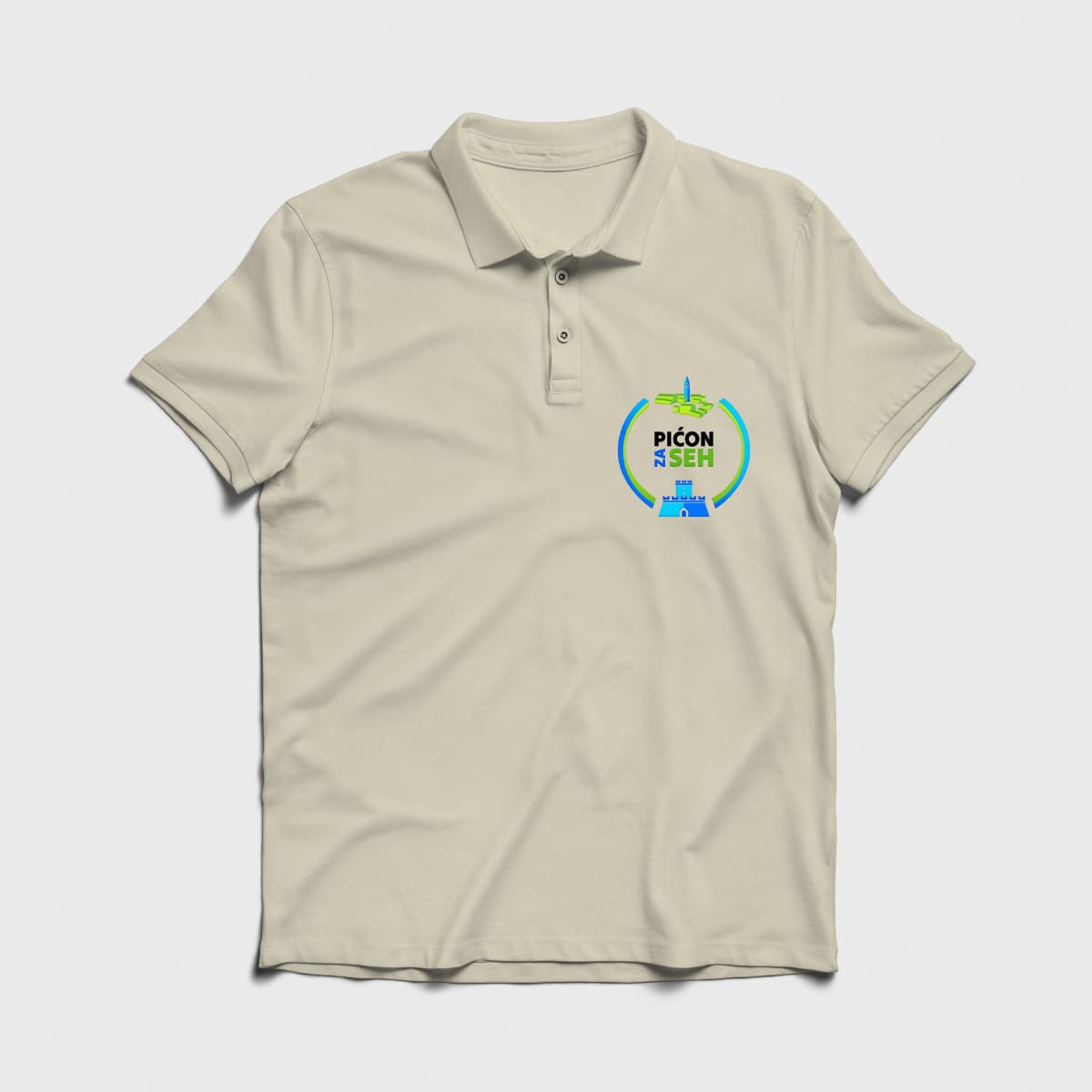 pićon za seh polo majica kratkih rukava bež boje prednja strana