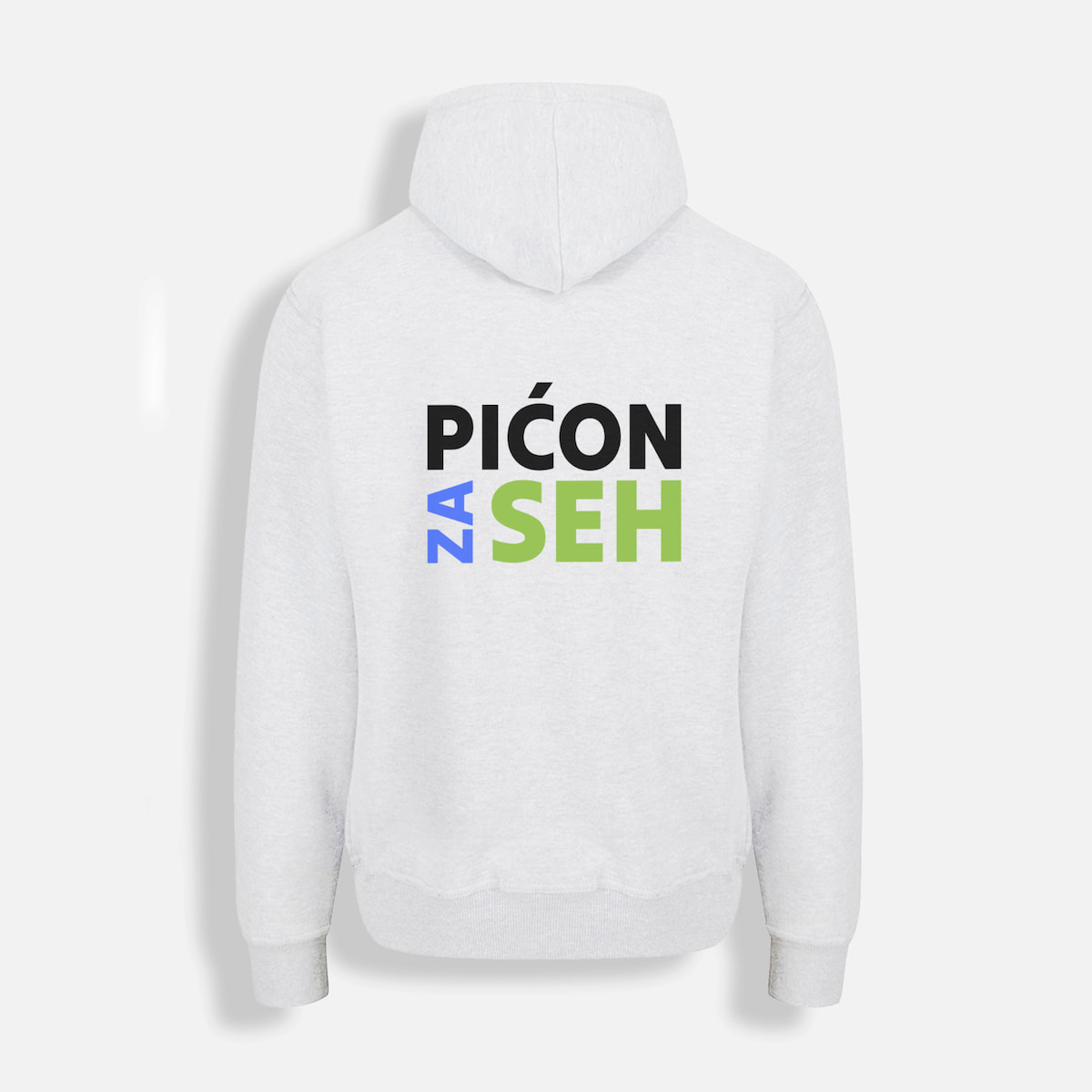 pićon za seh dux majica hoodie bijele boje pogled od iza